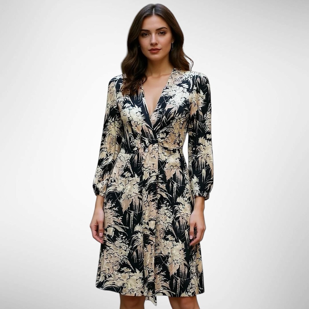 NWT Kaos Italian brand - Floral viscose dress - Faux Wrap - Italian Size 42